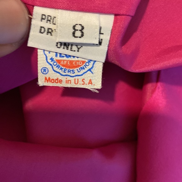 Vintage Pink Black Stripe Long Trumpet Boat Neck Sleeve Knee Length Dress! - Picture 11 of 12